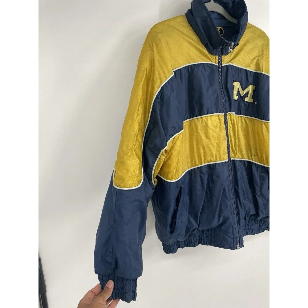 Vintage Pro Player Michigan Wolverines Reversible Puffer Jacket XL USA